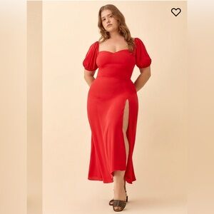 NWT Reformation Mylah Midi Dress Cherry Size 8